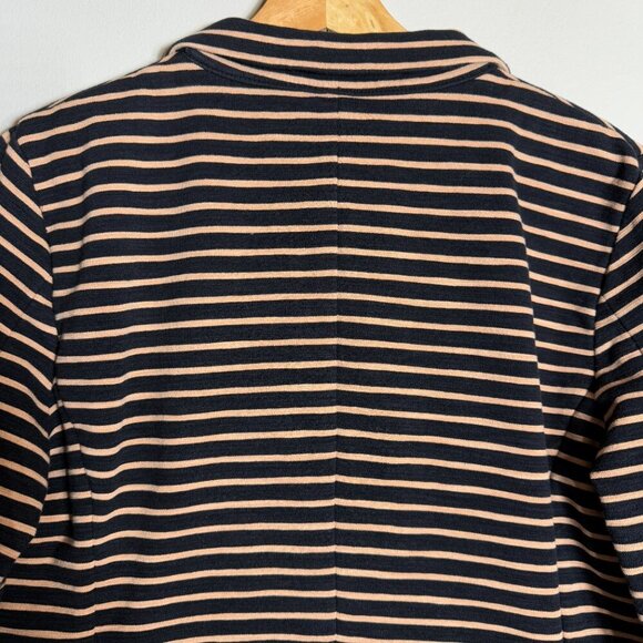 J. Crew Striped Cotton Sweatshirt Blazer Jacket Women's Medium Black Tan Preppy - Picture 12 of 15